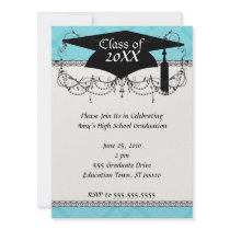sky blue tartan plaid graduation grad custom announcements