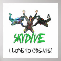 Skydive - Green Text Poster