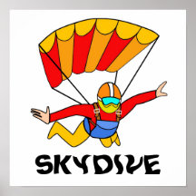 Skydive Red Yello Parachute Posters