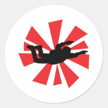 skydiving skydiver icon round stickers