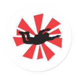 skydiving skydiver icon round stickers