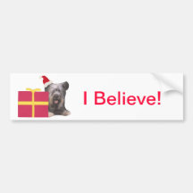 Skye Terrier Santa Hat Bumper Sticker