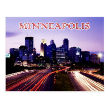 Skyline at dusk, Minneapolis, Minnesota Post Cards