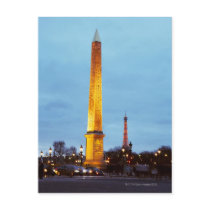 Skyline at dusk of 'Place de la Concorde' with Postcard