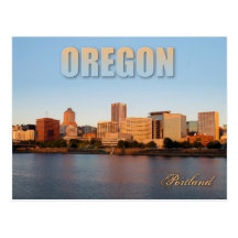 Skyline of downtown Portland, Oregon at sunset Post Cards