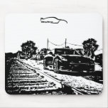 Skyline Train Tracks shot with black silhouette mousepads