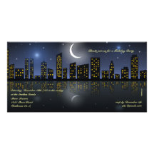 Skyline View Holiday Party Invitation Personalized Photo Card