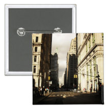 Skyscraper Shadows in the Financial District Pinback Button