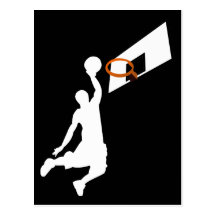 Slam Dunk Basketball Player - White Silhouette Postcards