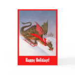 Sledding Dragon Happy Holidays cards