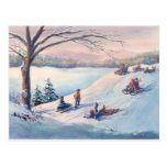 SLEDS, KIDS & SNOW by SHARON SHARPE Post Cards