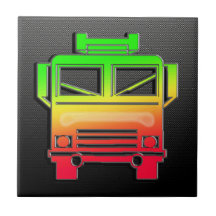 Sleek Fire Truck Ceramic Tile