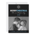 Sleek Merry Christmas Card Snowflake (Blue/Black) invitations