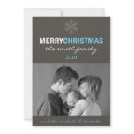 Sleek Merry Christmas Card (Snowflake Blue / Grey) invitations