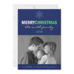 Sleek Merry Christmas Card (Snowflake Blue / Lime) invitations