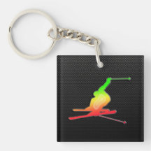Sleek Snow Skiing Keychain