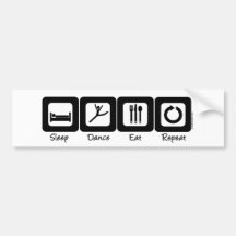 Sleep Dance Eat Repeat Bumper Stickers
