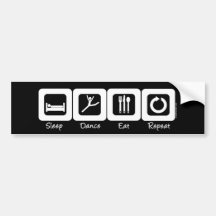 Sleep Dance Eat Repeat Bumper Stickers
