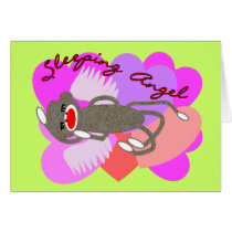 Sleeping Angel Sock Monkey Cards
