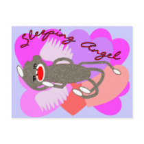 Sleeping Angel Sock Monkey Post Card
