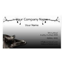 Sleeping Black Cat on Black Gradient Business Card