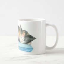 Sleeping Calico Kitten Mug