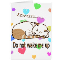 sleeping cat 2 greeting cards