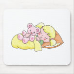 Sleeping Girl with Teddy Bear Mouse Mat