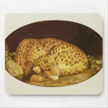Sleeping Leopard, 1777 (enamel on Wedgwood biscuit Mousepad