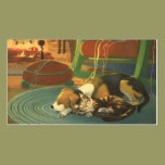 Sleeping Pets on Christmas Eve; Dog, Cat and Mouse business cards