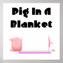 Sleeping Pig Pink Blanket Pig In A Blanket Poster
