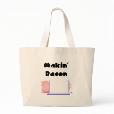 Sleeping Pigs Blue Blanket Makin' Bacon Tote Bag by animalacres