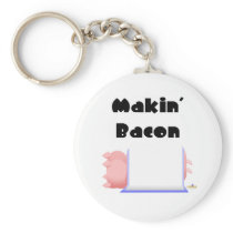 Sleeping Pigs Blue Blanket Makin' Bacon Keychains