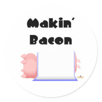 Sleeping Pigs Blue Blanket Makin' Bacon Round Sticker