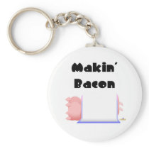 Sleeping Pigs Blue Pink Blanket Makin' Bacon Keychains