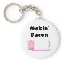 Sleeping Pigs Pink Blanket Makin' Bacon Keychain
