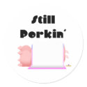 Sleeping Pigs Pink Blue Blanket Still Porkin' stickers
