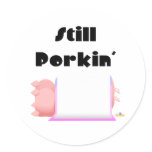 Sleeping Pigs Pink Blue Blanket Still Porkin' stickers