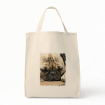 Sleeping Pug  Grocery Tote Bag