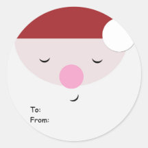 Sleeping Santa Christmas Tag, To:From: Round Sticker