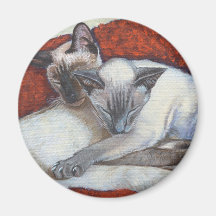 Sleeping Siamese Cat Art Fridge Magnets