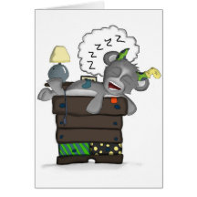 Sleeping Sock Drawer Monster Digital Art Greeting Card