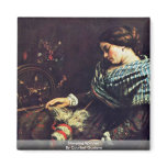 Sleeping Spinner By Courbet Gustave magnets