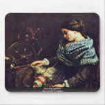 Sleeping Spinner By Courbet Gustave mousepads