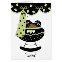 Sleeping Twin Babies New Baby Greeting Card