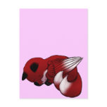Sleeping Winged Red Fox postcards
