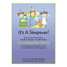 Sleepover and pillow fights personalized invitation