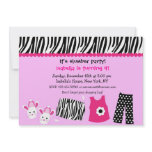 Sleepover Zebra Print Birthday Party Invitations