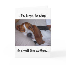 Sleepy Basset Hound Card