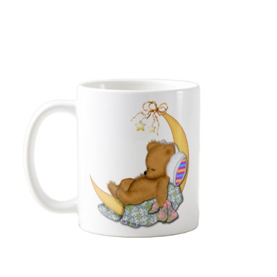 Sleepy Moon Bear Mugs by made2ordermagnets